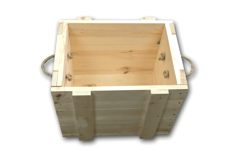 Pine Wood Box with Rope Handles